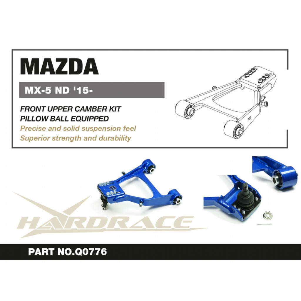 HARDRACE Q0776 Передній верхній розвал V2. (Сферична подушка) - 2 шт для MAZDA MIATA / MX-5 '15 Photo-1