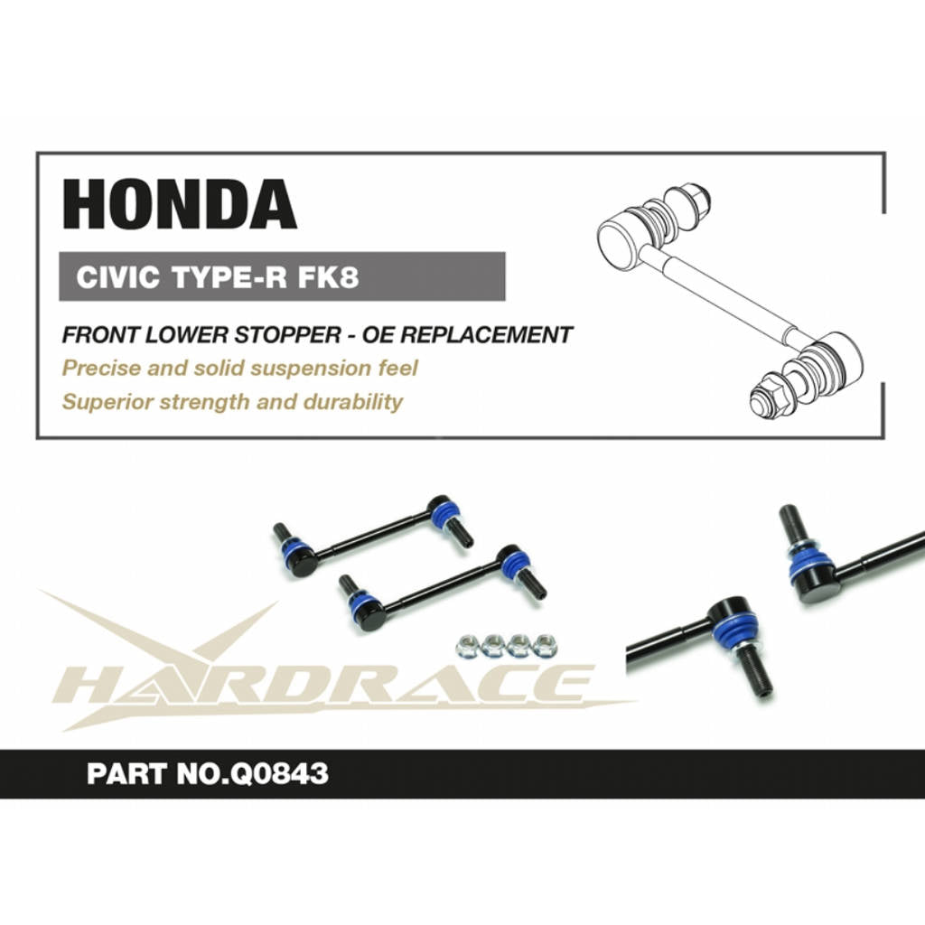HARDRACE Q0843 Передній нижній стопор OE Заміна- 2 шт для HONDA CIVIC '17- FK8 TYPE-R Photo-1