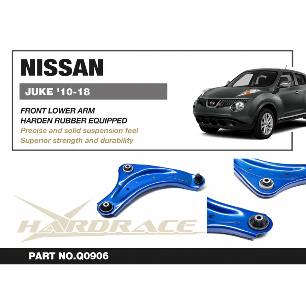 HARDRACE Q0906 Передній нижній важіль (Жорстка гума) - 2 шт для NISSAN JUKE '10-18 Photo-1