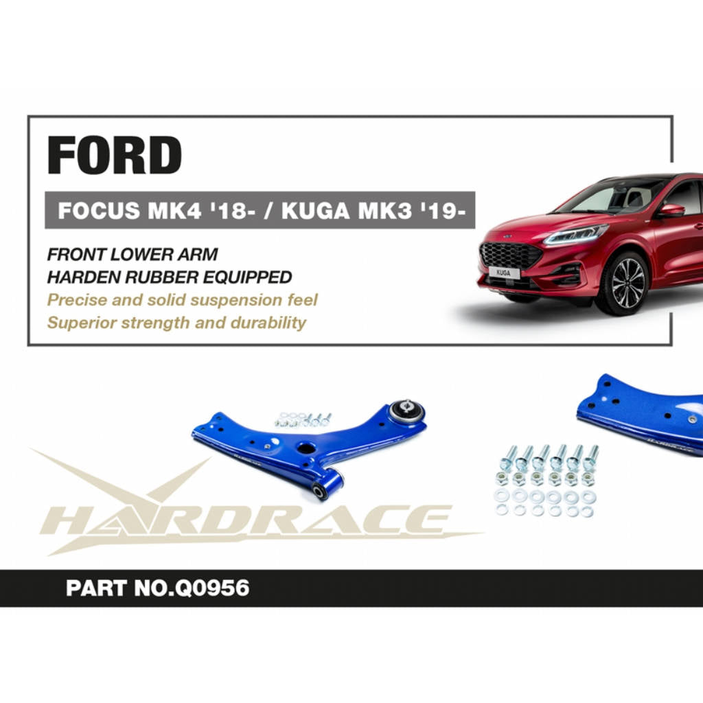 HARDRACE Q0956 Передній нижній важіль (Жорстка гума) - 2 шт для FORD FOCUS MK4 '18- / KUGA MK3 '19- Photo-1