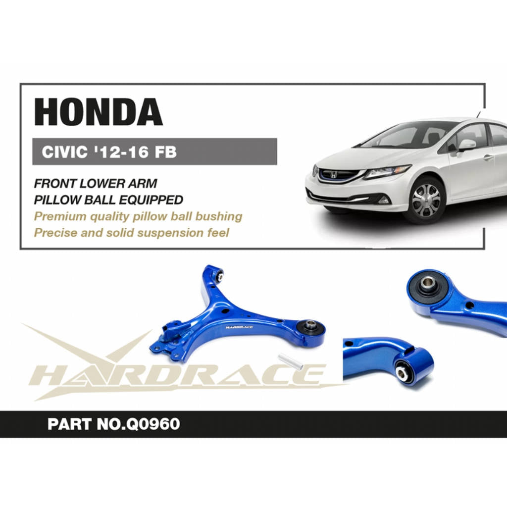 HARDRACE Q0960 Передній нижній важіль (Сферична подушка) - 2 шт для HONDA CIVIC '12-16 Photo-1