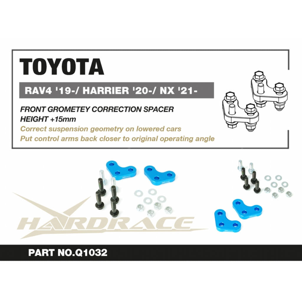 HARDRACE Q1032 Передня проставка - 2 шт 15mm корекція для TOYOTA RAV4 '19- / HARRIER '20- / LEXUS NX '21- Photo-1