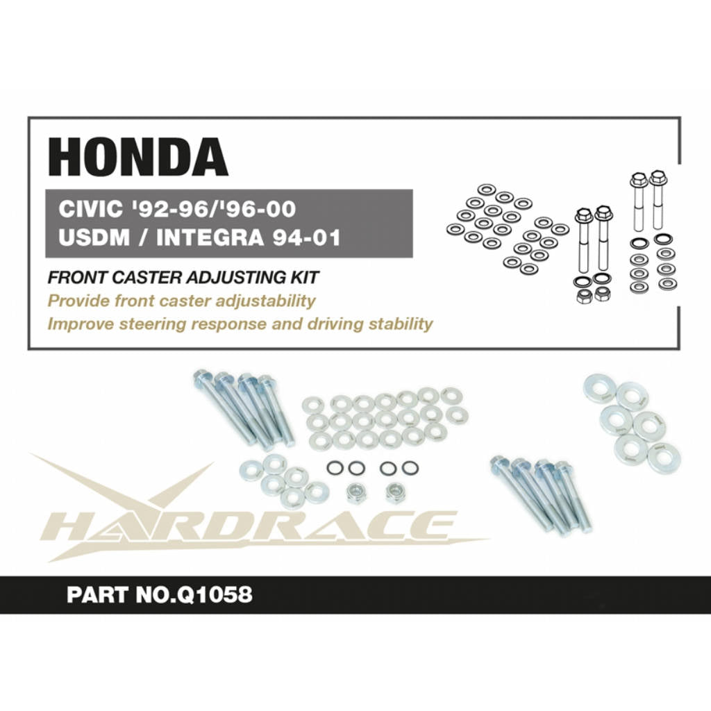 HARDRACE Q1058 К-т переднього важеля - 3 шт CASTER +0~+2.5° для CIVIC '92-96 / '96-00 USDM / ACURA INTEGRA 94-01 Photo-1