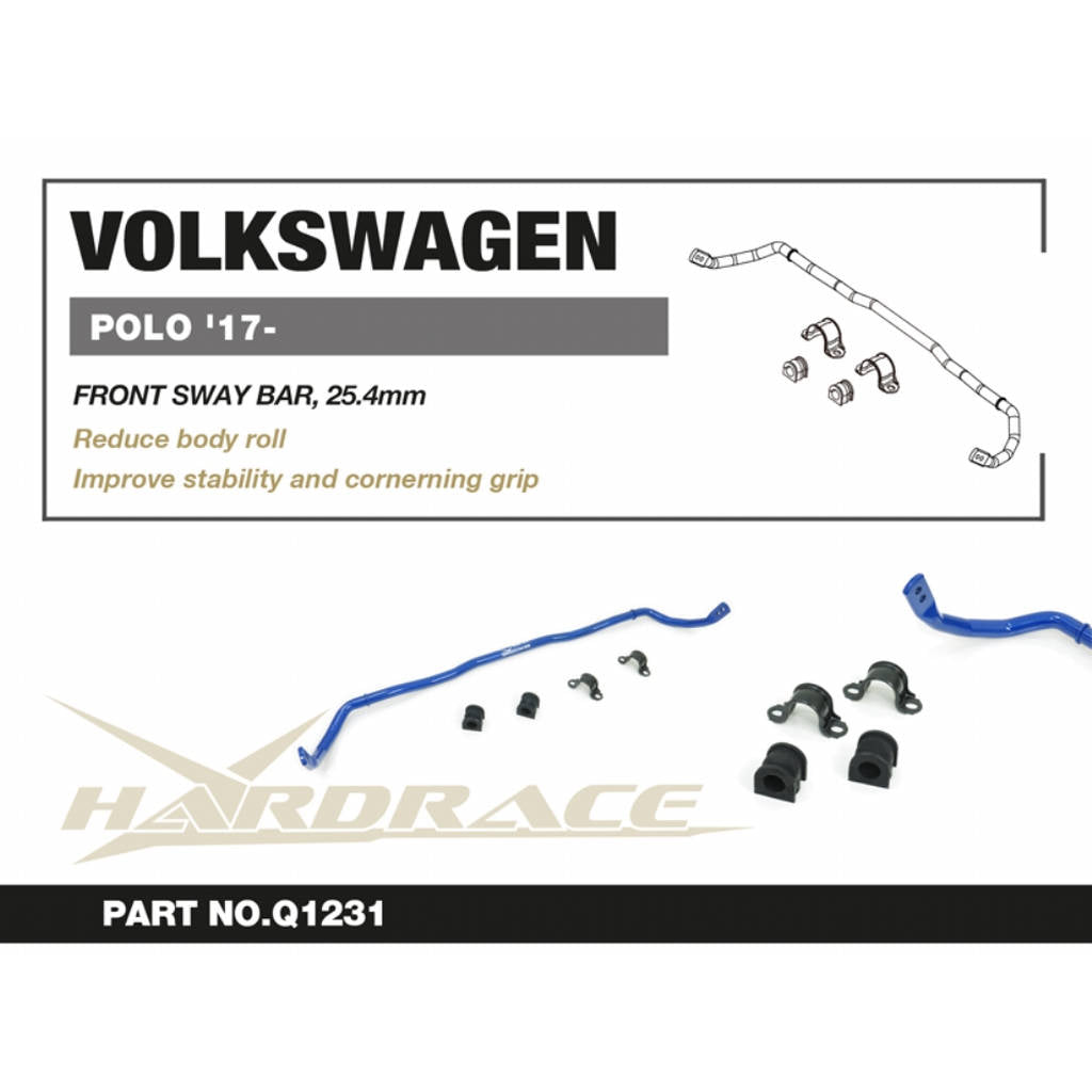 HARDRACE Q1231 Передній стабілізатор, 25.4mm - 5 шт для VW POLO '17- / T-CROSS '19- / SKODA FABIA '21- / SCALA '19- / KAMIQ '19- / AUDI A1 '18- Photo-2
