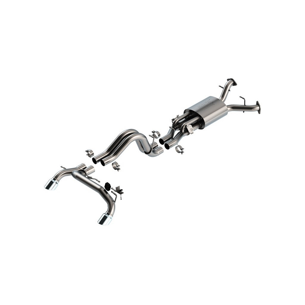 BORLA 140934 Вихлопна система Cat-Back 2.75", ATAK (наконечники 4", яскравий хром) для FORD Bronco Raptor 2022- Photo-0