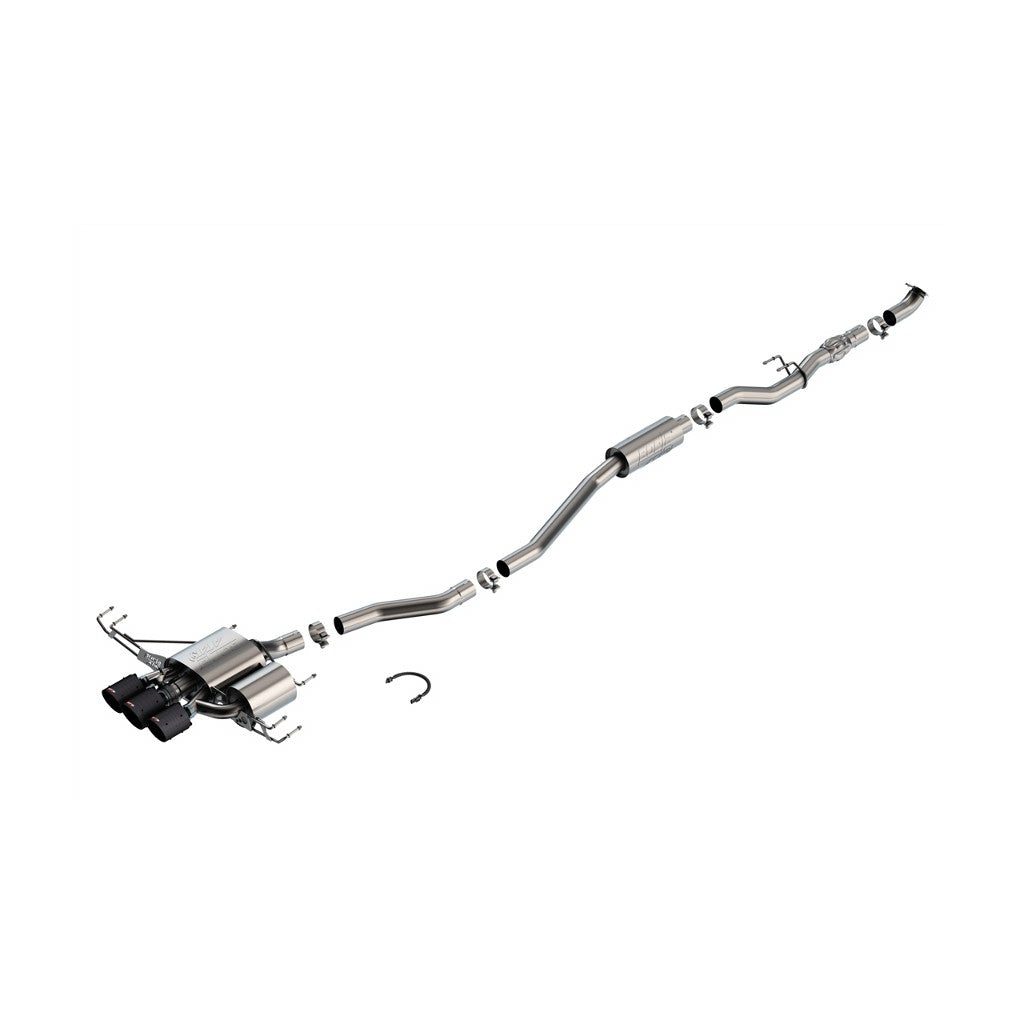 BORLA 140927CFBA Вихлопна система Cat-Back 2.75" ATAK 3 RD AC CFBA CR Наконечник 4" RD X 6.62", 4.5" RD X 6.49" Вуглецеве волокно чорне анодоване для HONDA Civic Type R 2.0L 4 Cyl Turbo MT FWD 4DR Hatchback 2023 Photo-0