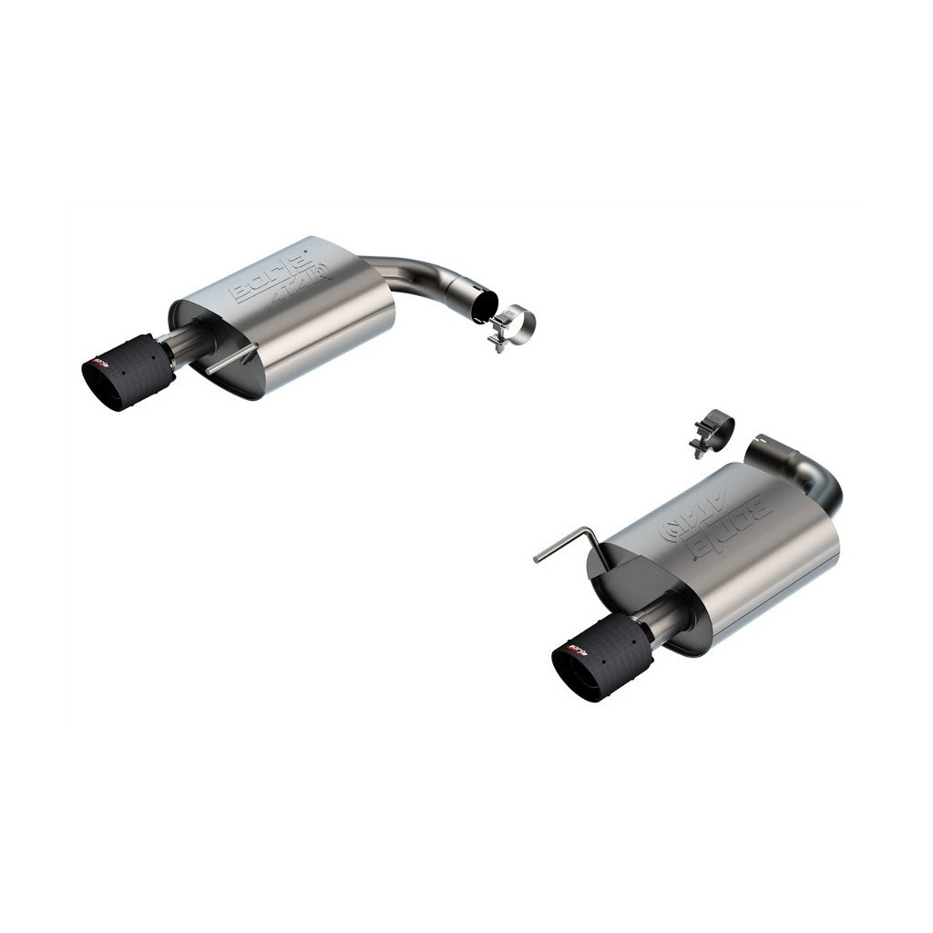 BORLA 11984CFBA Вихлопна система Axle-Back ATAK 2.5" S RD SE AC CFBA SR Наконечник: 4" RD X 6.62" Чорне анодоване вуглецеве волокно (Без активного вихлопу) для FORD Mustang GT 5.0L V8 2024 Photo-0