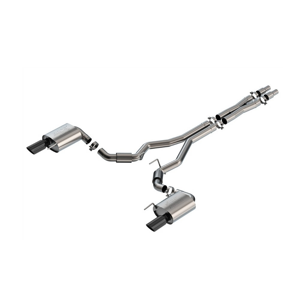 BORLA 140961BC Вихлопна система Cat-Back ATAK 3" S RD RL AC BC SR Наконечник: 4" RD X 10.50" Чорний хром (Без активного вихлопу) для FORD Mustang GT 5.0L V8 2024 Photo-0