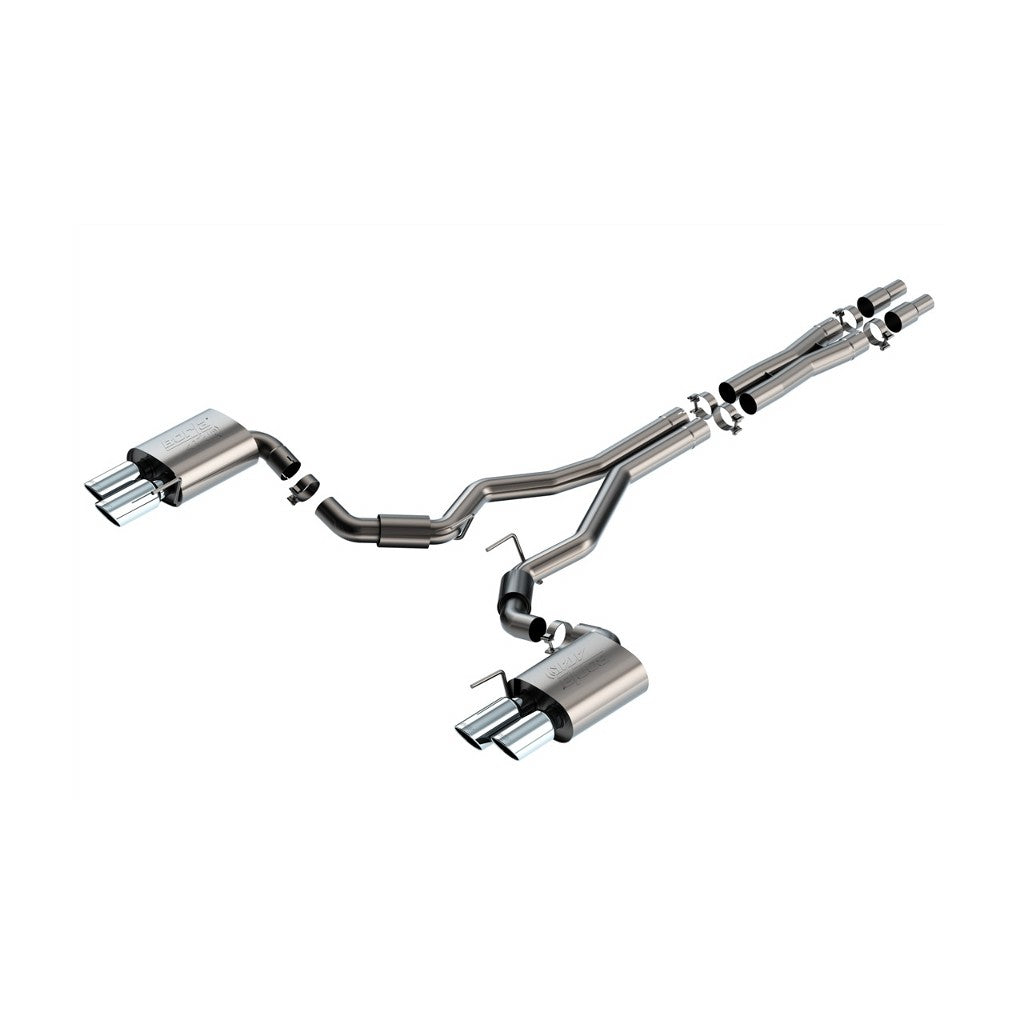 BORLA 140970 Вихлопна система Cat-Back ATAK 3" D RD RL AC SR Наконечник: 4" RD X 9.50" & 4" RD X 9.00" Чотири наконечники (Без активного вихлопу) для FORD Mustang GT 5.0L V8 2024 Photo-0