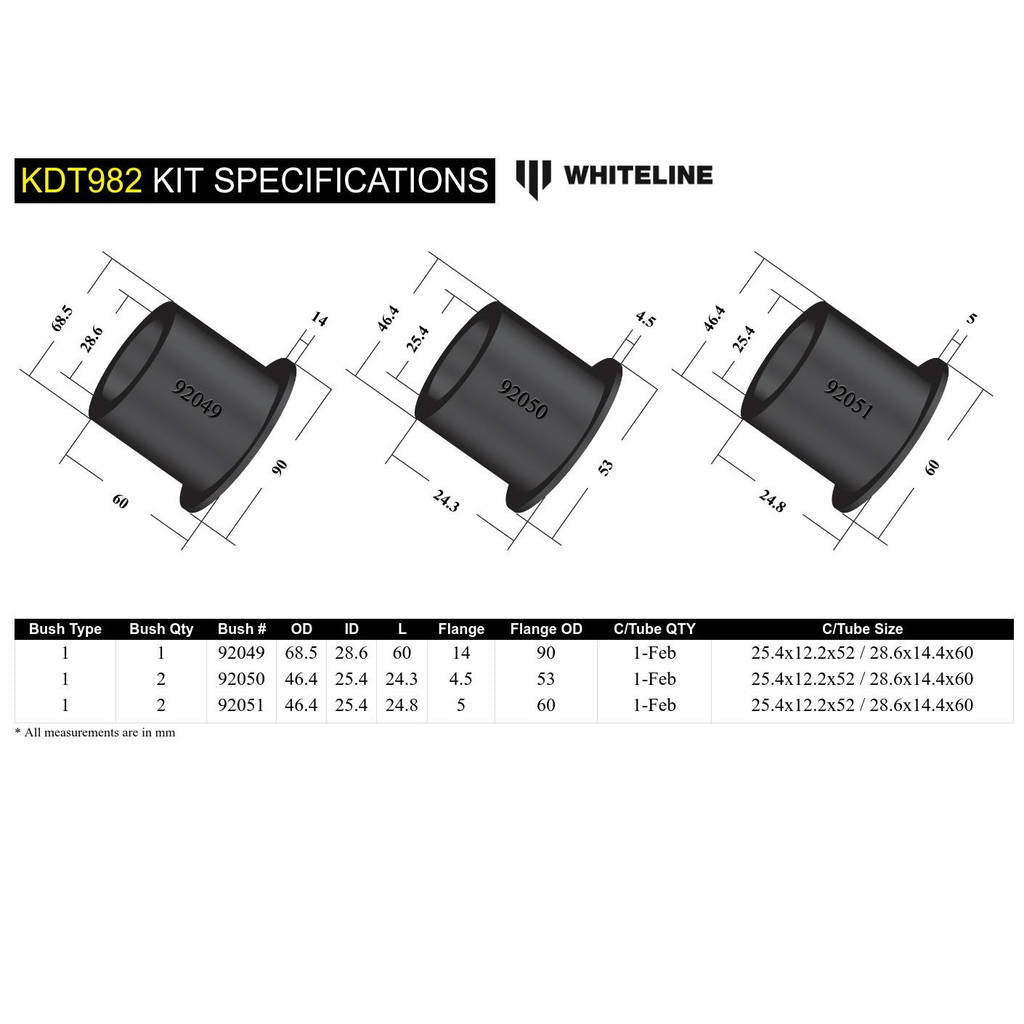 WHITELINE KDT982 Втулка заднього диференціала для BMW 3 Series E46 Z4 E83, E85, E86, E89 Photo-4
