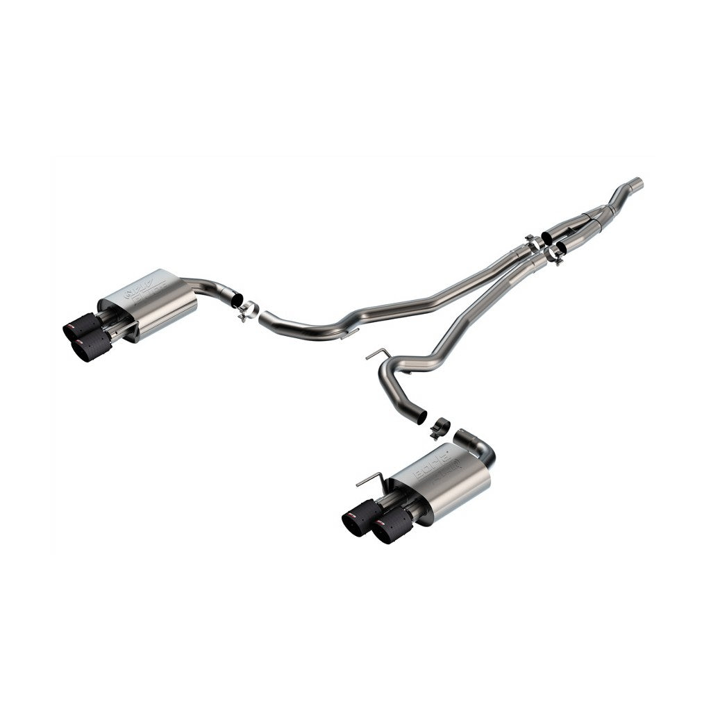 BORLA 140982CFBA Вихлопна система Cat-Back 2.50" ATAK (наконечники з вуглецевого волокна 4") для FORD Mustang 2.3L EcoBoost 2024 Photo-0