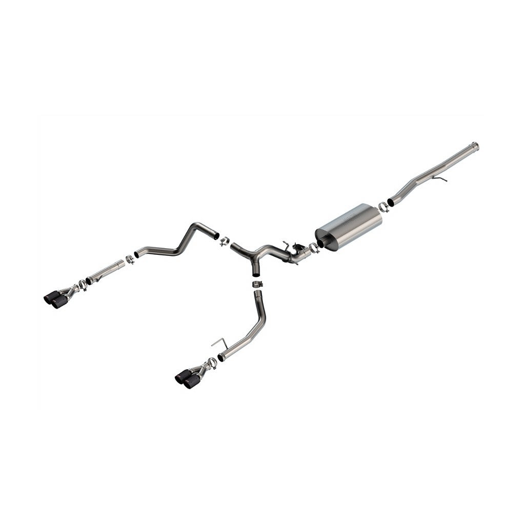 BORLA 140991CFBA Вихлопна система Cat-Back 2.75" Touring (наконечники з вуглецевого волокна 3.5") для CHEVROLET Silverado 1500 2024 / GMC Sierra 1500 2024 Photo-0