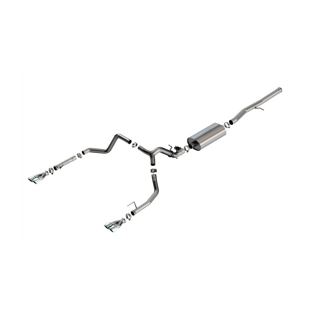 BORLA 140992 Вихлопна система Cat-Back 2.75" Touring (наконечники з яскравого хрому 3.5" x 3.28") для CHEVROLET Silverado 1500 2024 / GMC Sierra 1500 2024 Photo-0