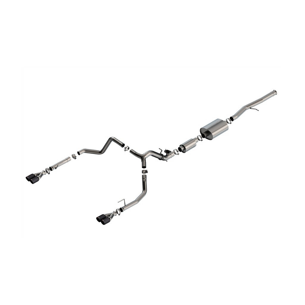 BORLA 140994CFBA Вихлопна система Cat-Back 2.75" S-Type (наконечники з вуглецевого волокна 3.5") для CHEVROLET Silverado 1500 2024 / GMC Sierra 1500 2024 Photo-0