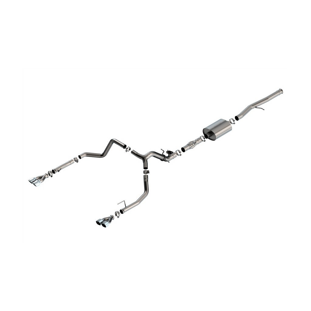BORLA 140998 Вихлопна система Cat-Back 2.75" ATAK (наконечники з яскравого хрому 3.5" x 3.28") для CHEVROLET Silverado 1500 2024 / GMC Sierra 1500 2024 Photo-0