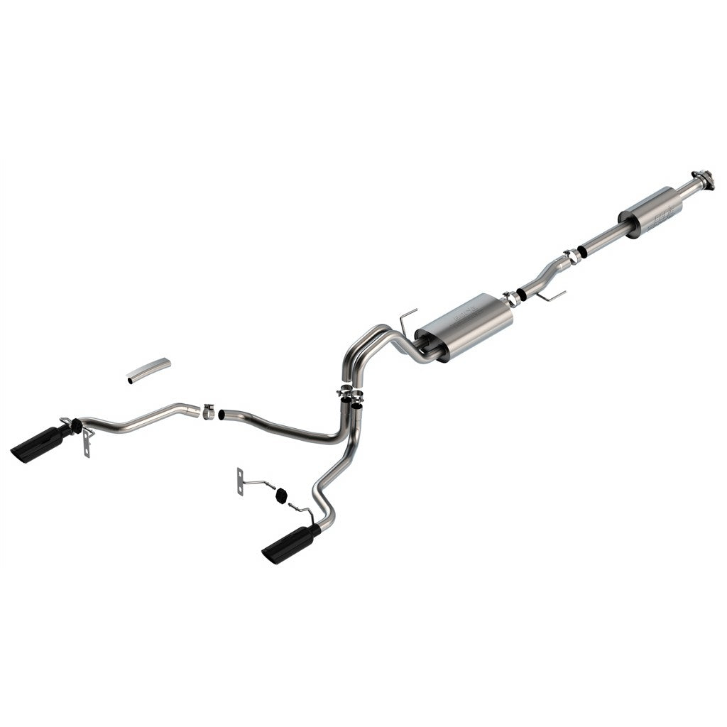 BORLA 140865BC Вихлопна система Cat-Back 3", 2.25" Touring (наконечники з чорного хрому 4") для FORD F-150 5.0L V8 2021-2023 Photo-0