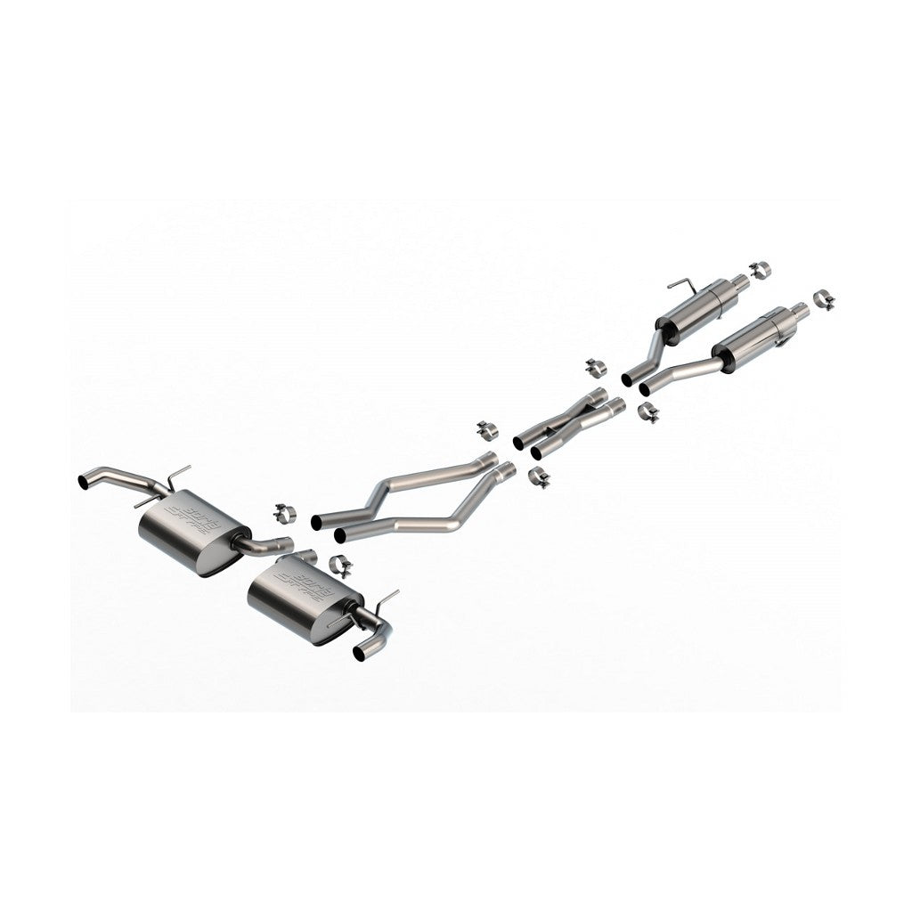 BORLA 140955 Вихлопна система Cat-Back 2.25" S-Type (наконечники з матової нержавіючої сталі 2.25") для JEEP Grand Cherokee Overland / Summit / Summit Reserve 3.6L 2022-2024 Photo-0
