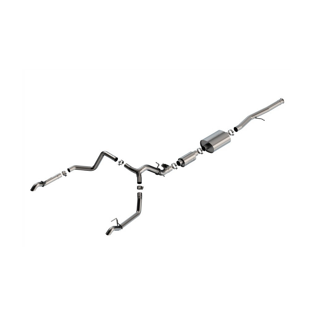 BORLA 141003 Вихлопна система Cat-Back 2.75" S-Type (наконечники з матової нержавіючої сталі 2.25") для CHEVROLET Silverado 1500 ZR2 / GMC Sierra 1500 AT4X 6.2L 2024 Photo-0