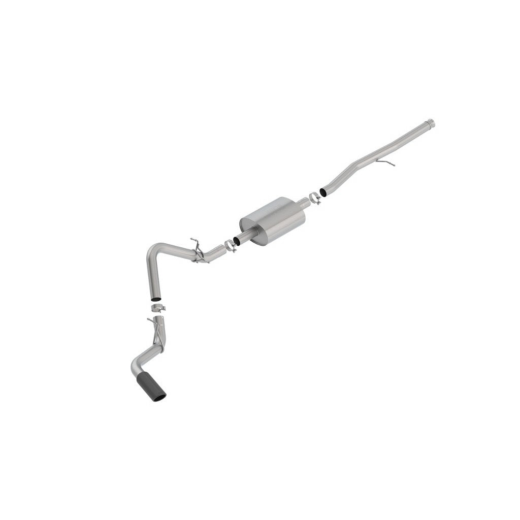 BORLA 140794BC Вихлопна система Cat-Back 3", S-Type (4.0" RD X 11.50" наконечники з чорного хрому) для CHEVROLET Silverado 1500 2019-2024 / GMC Sierra 1500 2019-2024 Photo-0