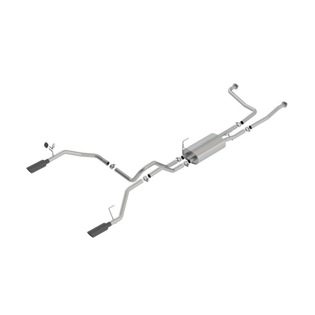 BORLA 140796BC Вихлопна система Cat-Back 2.25" S-Type (4" RD X 14" наконечники з чорного хрому) для NISSAN Titan 5.6L V8 2016-2024 Photo-0