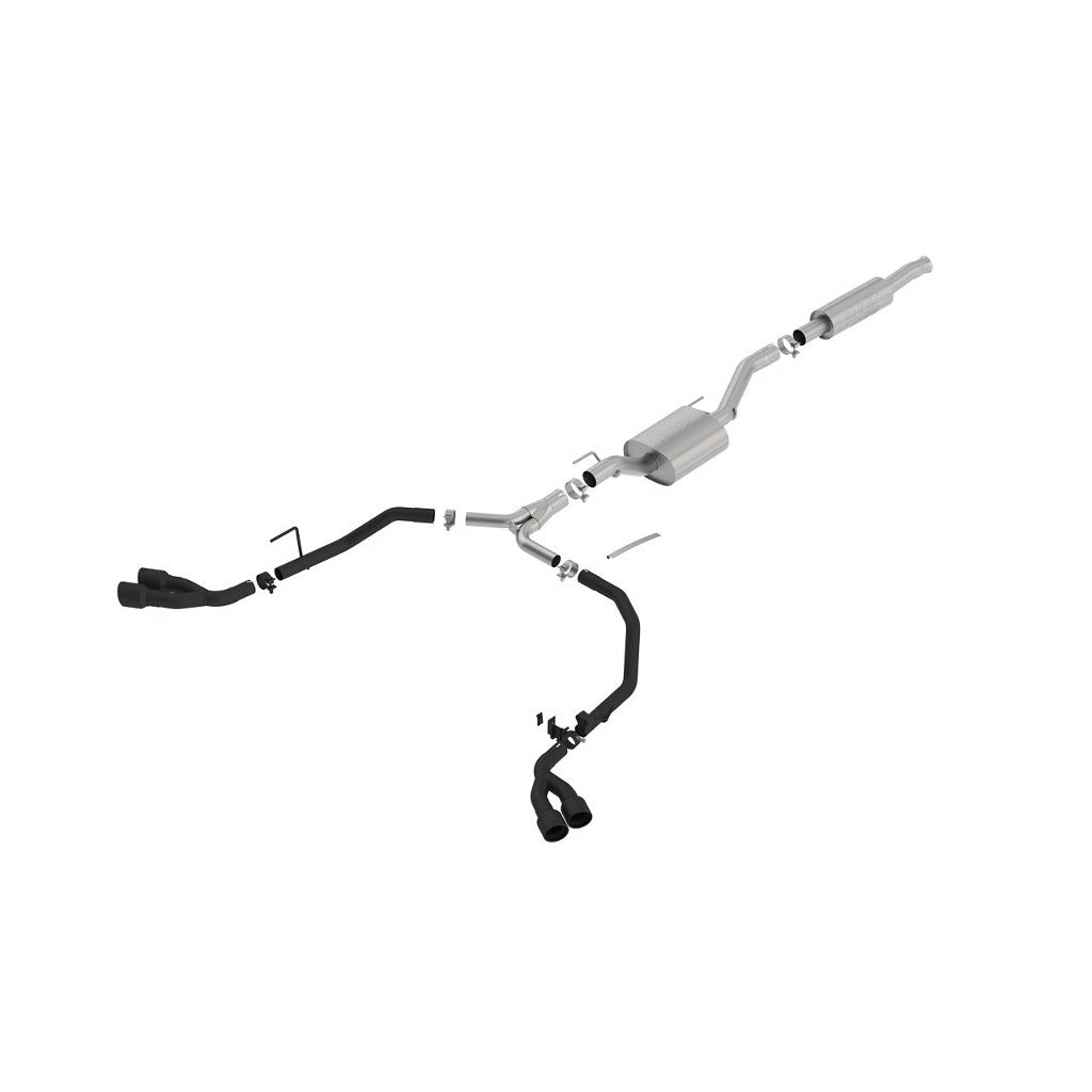 BORLA 140816CB Вихлопна система Cat-Back 2.75", 2", ATAK (3.5" RD X 6.0" керамічні чорні наконечники) для JEEP Gladiator (JT) 3.6L V6 2020-2023 Photo-0