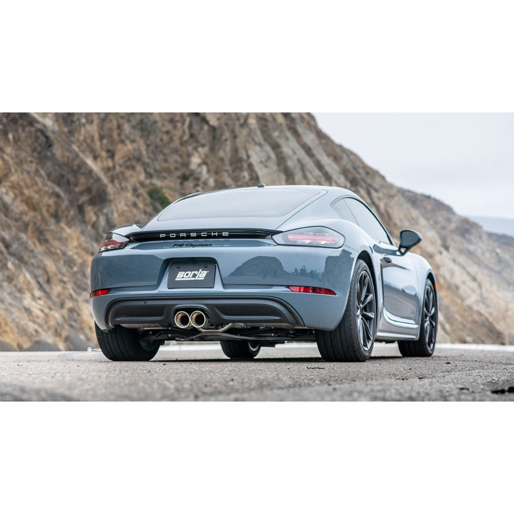 BORLA 140817 Вихлопна система Cat-Back 2.25", S-Type (4" RD X 6.5" наконечники) для PORSCHE Cayman 718 / Boxster 718 2.0L 2017-2023 2.0L Photo-1