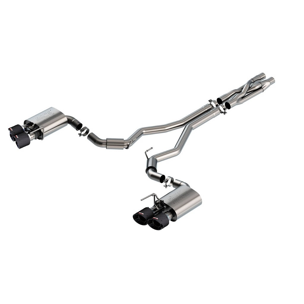BORLA 140837CF Вихлопна система Cat-Back 3", ATAK (5" RD X 7.46" наконечники з карбону) для FORD Mustang Shelby GT500 5.2L V8 2020-2023 Photo-0