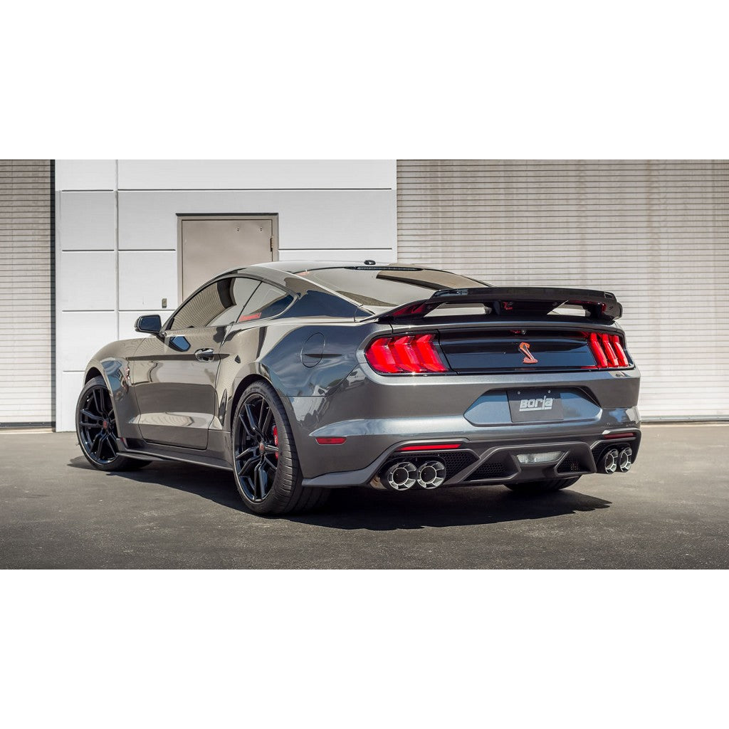BORLA 140837CF Вихлопна система Cat-Back 3", ATAK (5" RD X 7.46" наконечники з карбону) для FORD Mustang Shelby GT500 5.2L V8 2020-2023 Photo-1