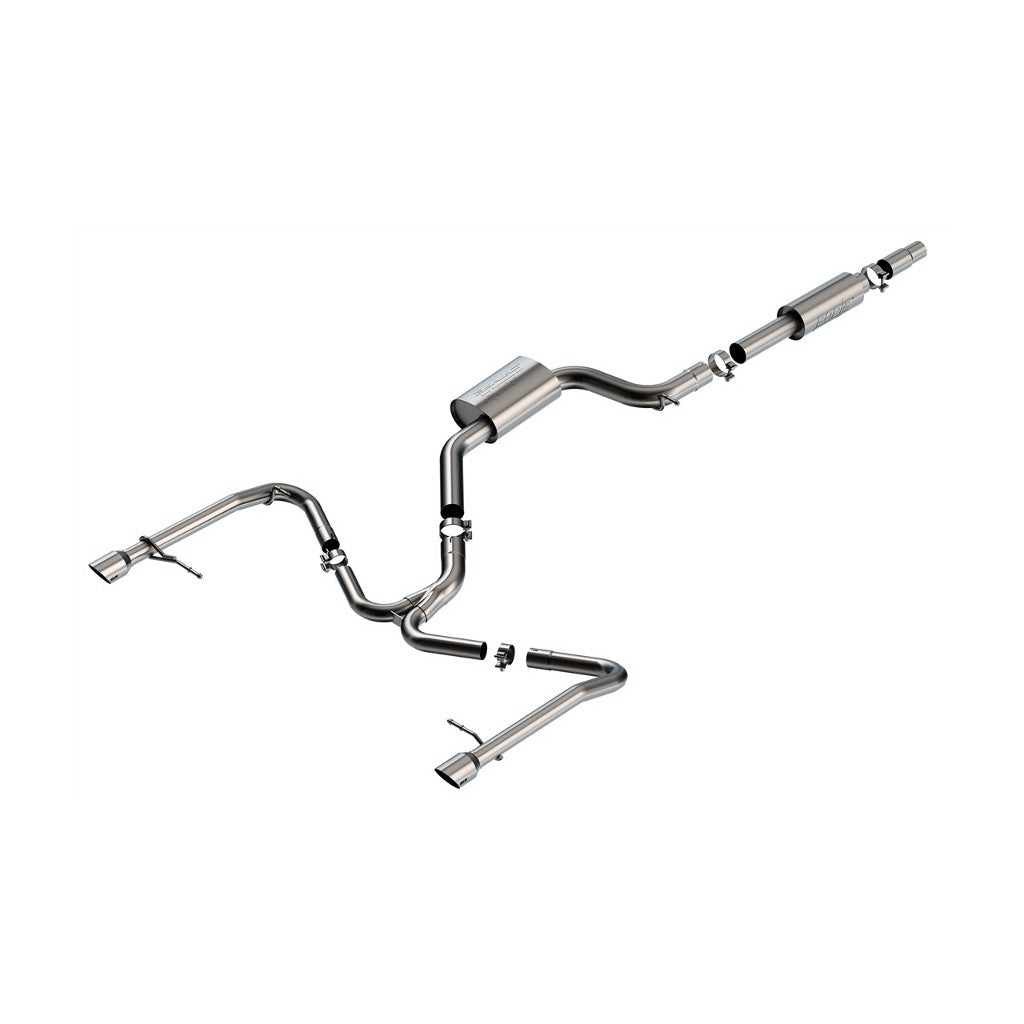 BORLA 140850SB Вихлопна система Cat-Back 3", 2.25", S-Type (3.5" RD X 5.5" нержавіючі матові наконечники) для VW Jetta GLI 2.0L i4 2019-2021 Photo-0