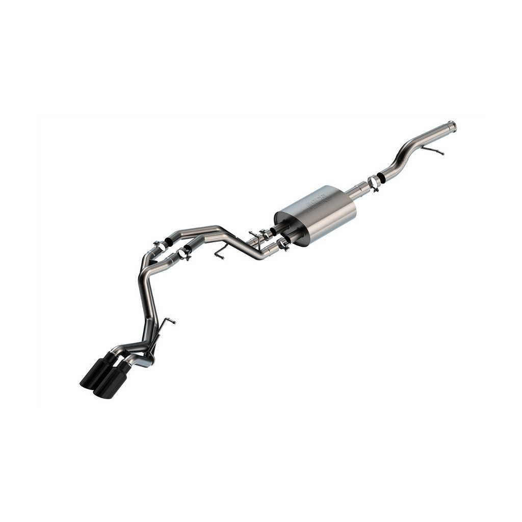 BORLA 140854BC Вихлопна система Cat-Back 3", 2.25", Touring (4" RD X 9.5" наконечники з чорного хрому) для CHEVROLET Tahoe / Yukon 5.3L V8 2021-2023 Photo-0