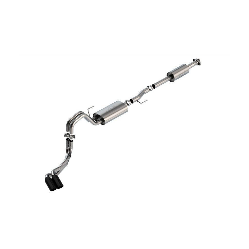 BORLA 140870BC Вихлопна система Cat-Back 3", 2.25", Touring (4" RD X 11" наконечники з чорного хрому) для FORD F-150 2.7 L / 3.5 L V6 2021-2023 Photo-0