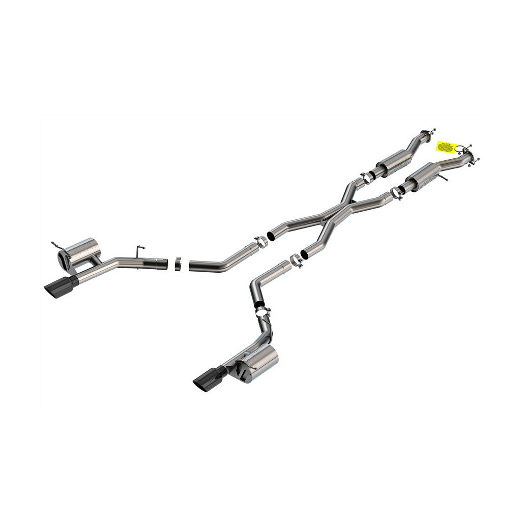 BORLA 140885BC Вихлопна система Cat-Back 3.00", S-Type (4.5" RD X 10.00" наконечники з чорного хрому) для DODGE Durango SRT Hellcat 6.2L V8 2021-2023 Photo-0