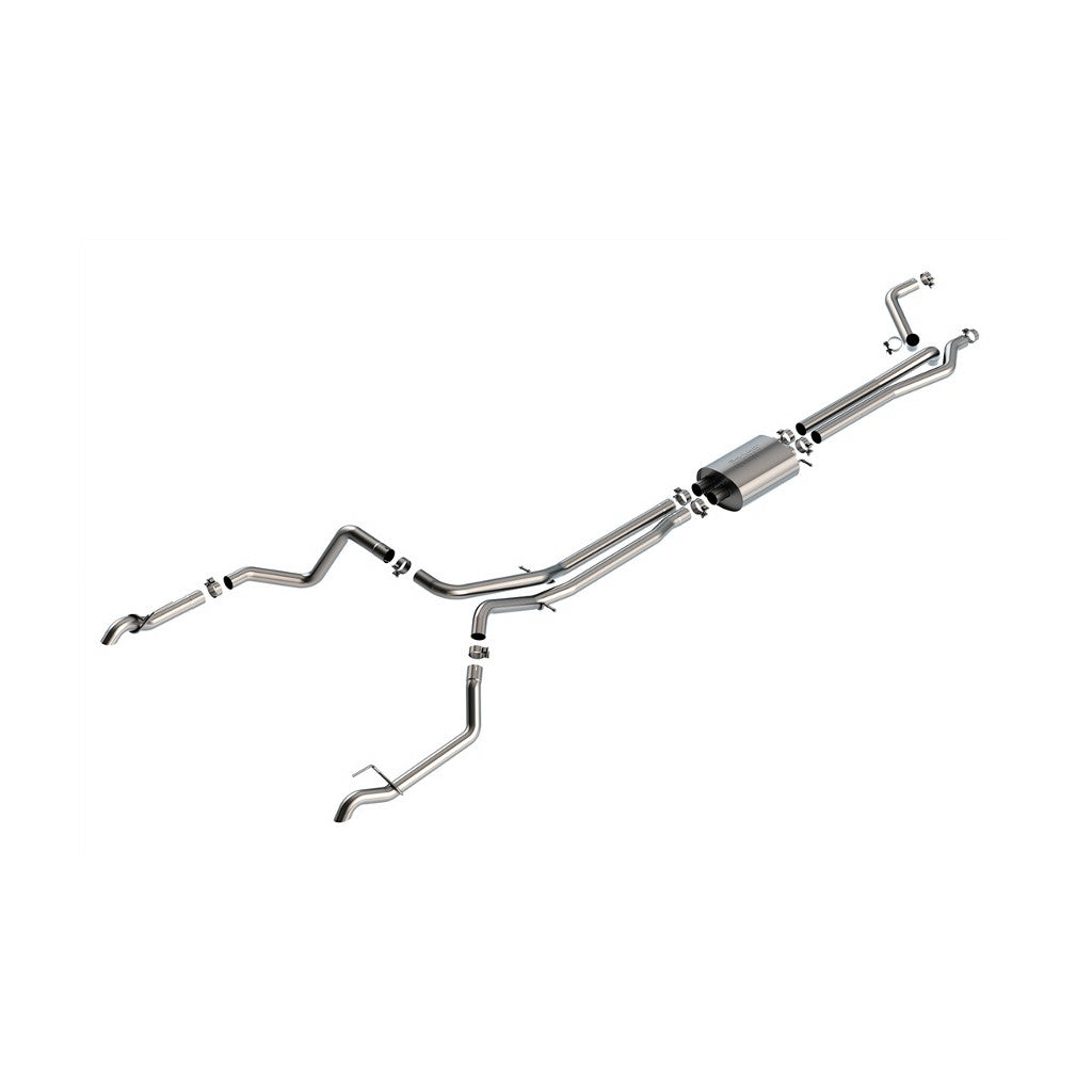 BORLA 140916 Вихлопна система Cat-Back 3.50", 2.75", S-Type (наконечники із загином вниз), True Dual для CHEVROLET Silverado 1500 ZR2 2022-2023 / GMC Sierra 1500 AT4X 6.2L V8 2022-2023 Photo-0