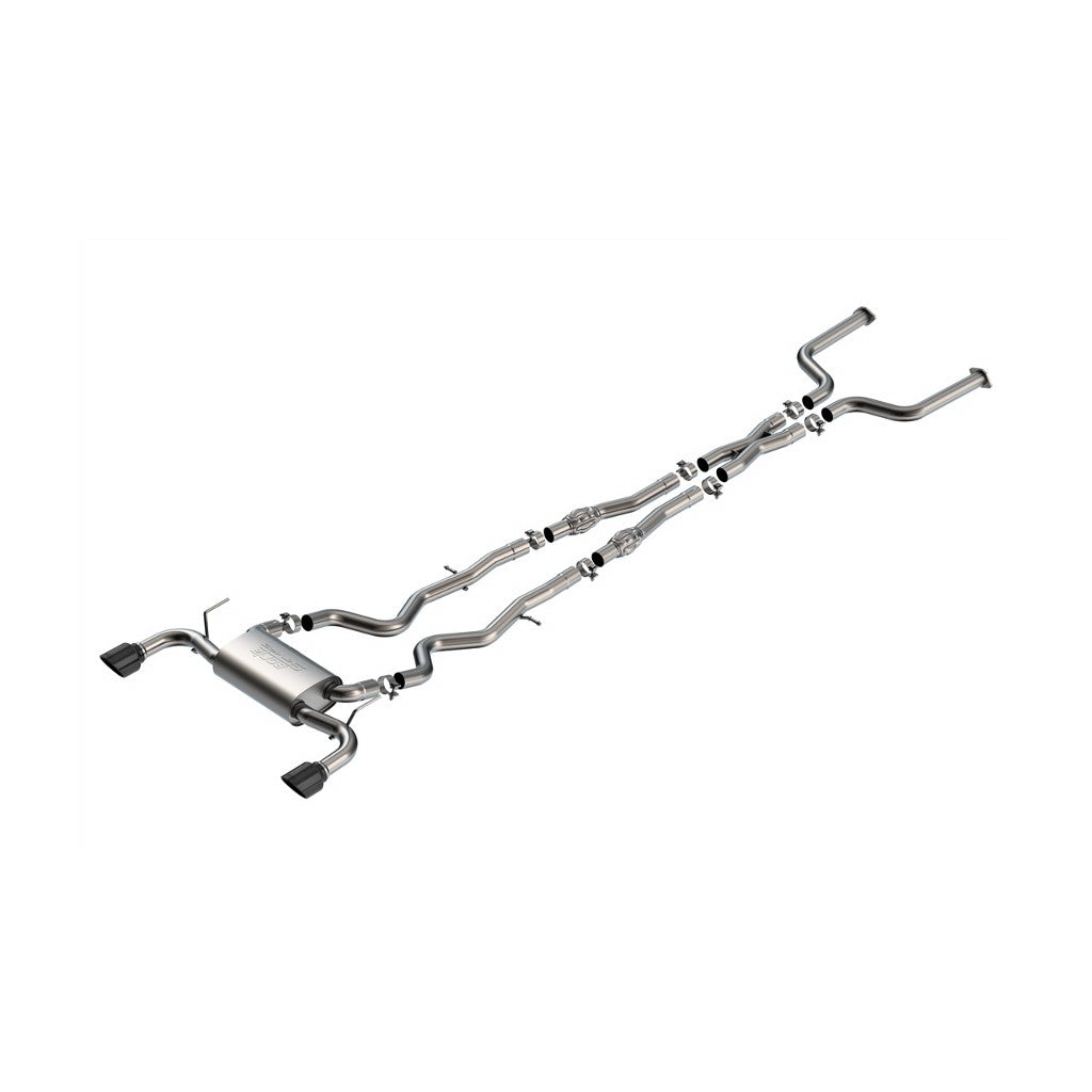 BORLA 140977BC Вихлопна система Cat-Back 2.50", S-Type (4.50" RD X 6.00" наконечники з чорного хрому) для INFINITI Q50 3.0L V6 2016-2024 Photo-0
