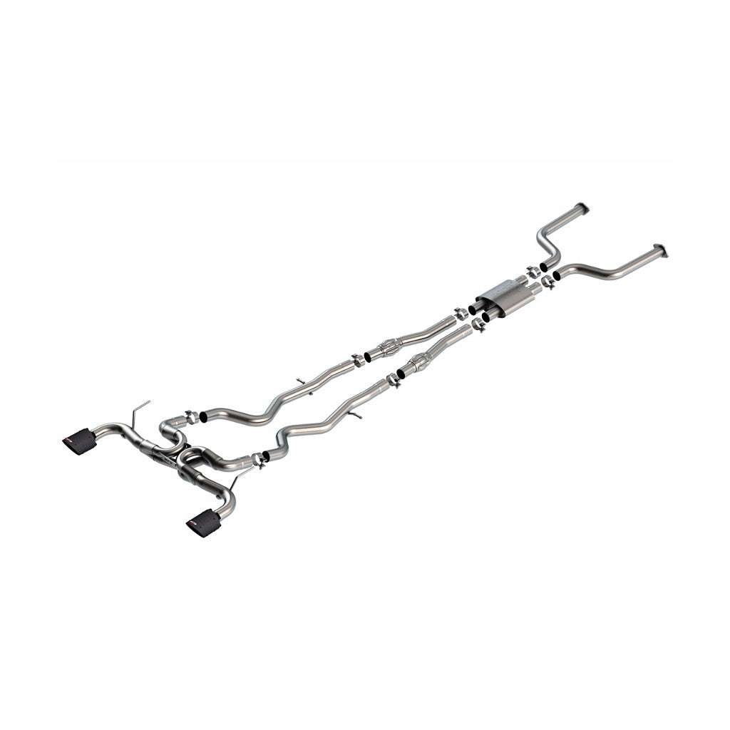 BORLA 140978CFBA Вихлопна система Cat-Back 2.50", ATAK (наконечники 4.50" RD x 7.75", чорний карбон) для INFINITI Q50 3.0L V6 2016-2024 Photo-0