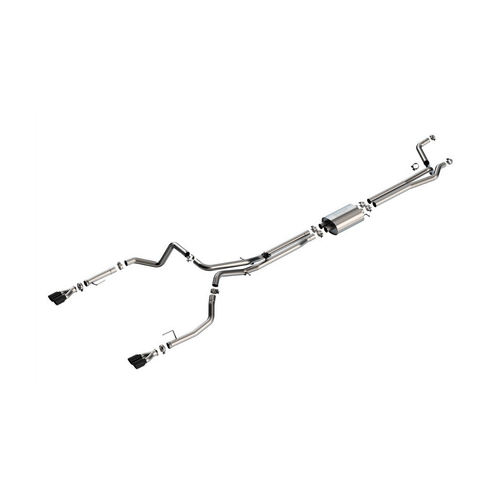 BORLA 141000BC Вихлопна система Cat-Back 2.75", S-Type (наконечники 3.5" RD x 6", чорний хром) для CHEVROLET Silverado 1500 / GMC Sierra 1500 6.2L V8 2024 Photo-0