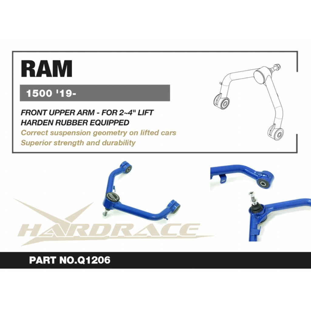 HARDRACE Q1206 Передній верхній важіль для ліфта 2-4" (армована гума), 2 шт для DODGE RAM 1500 2019- Photo-1