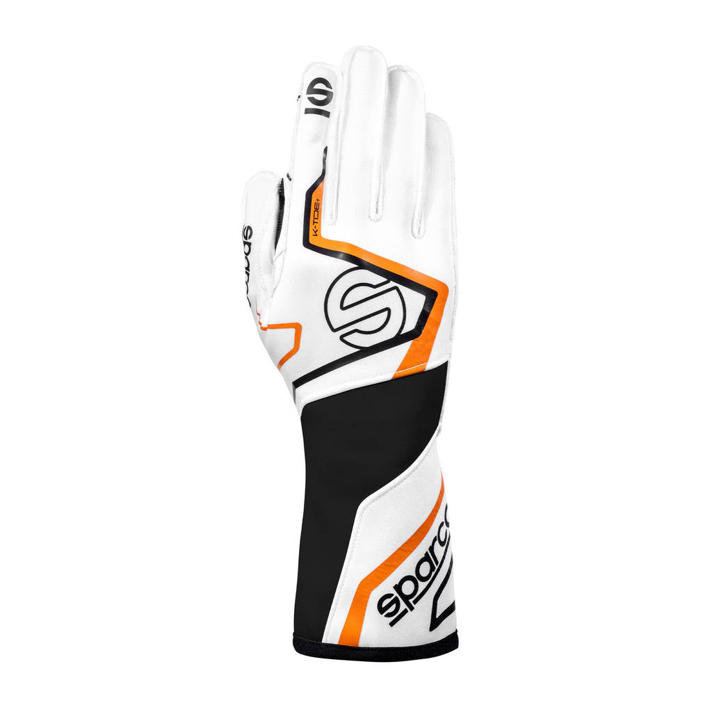 SPARCO BKG0002B0W17008 Рукавички для картингу K-Tide+ (FIA 8877-2022), Білий / Флуо Помаранчевий, Розмір 8 Photo-0