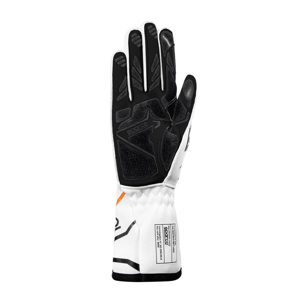 SPARCO BKG0002B0W17009 Рукавички для картингу K-Tide+ (FIA 8877-2022), Білий / Флуо Помаранчевий, Розмір 9 Photo-1