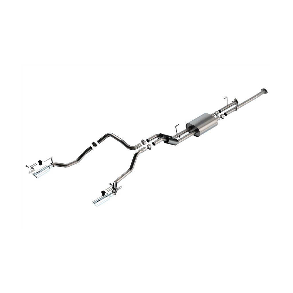 BORLA 141025 Вихлопна система Cat-Back 2.25", S-Type (насадки 4", світлий хром) для TOYOTA Tundra 4.6L / 5.7L V8 2009-2013 Photo-0