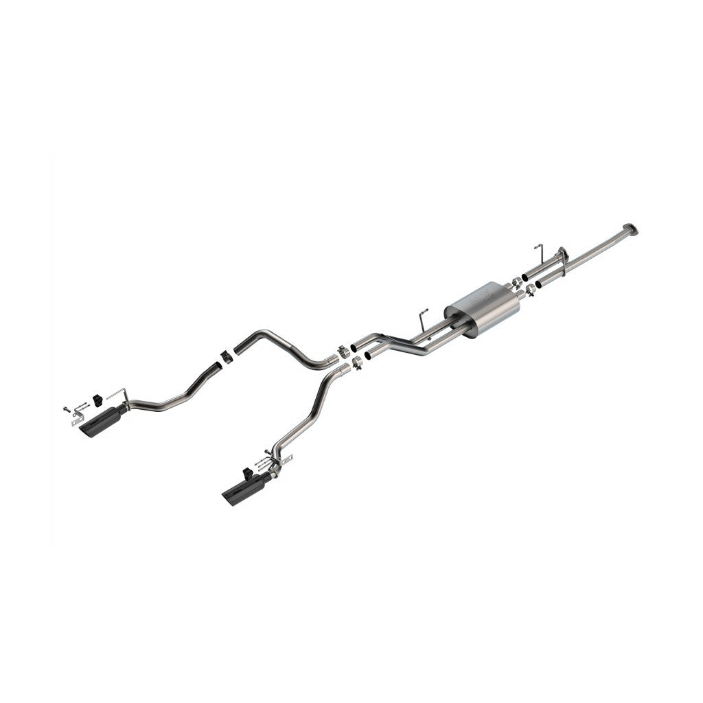 BORLA 141026BC Вихлопна система Cat-Back 2.25", ATAK (насадки 4", чорний хром) для TOYOTA Tundra 4.6L / 5.7L V8 2009-2013 Photo-0