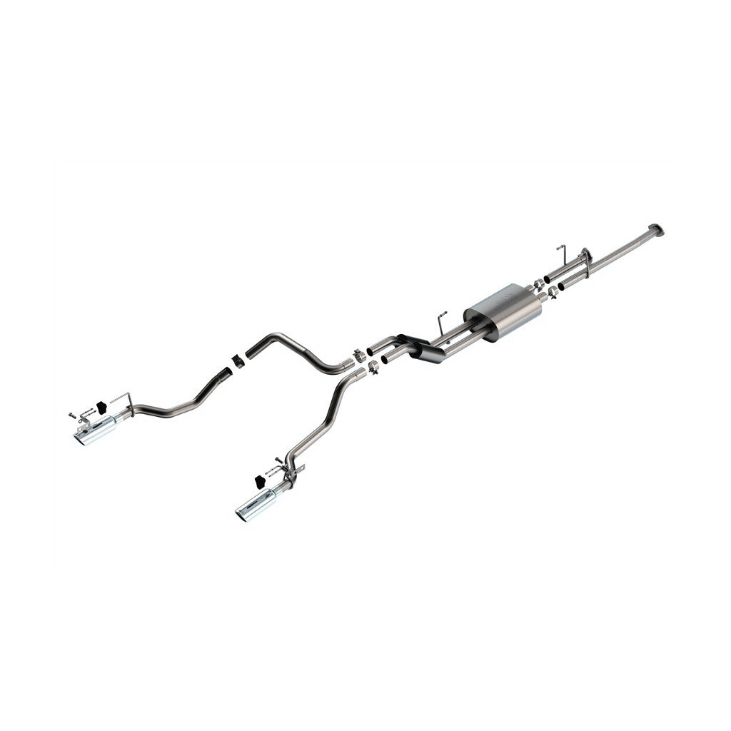 BORLA 141027 Вихлопна система Cat-Back 2.25", S-Type (насадки 4", світлий хром) для TOYOTA Tundra 4.6L / 5.7L V8 2014-2021 Photo-0