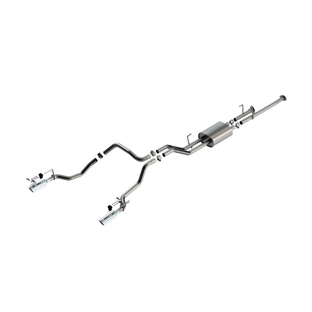 BORLA 141028 Вихлопна система Cat-Back 2.25", ATAK (насадки 4", світлий хром) для TOYOTA Tundra 4.6L / 5.7L V8 2014-2021 Photo-0