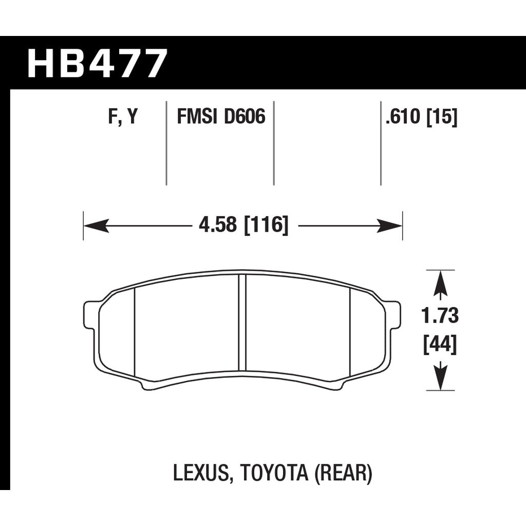 HAWK HB477Y.610 Задні гальмівні колодки для TOYOTA 4Runner 2003-2019 Photo-2