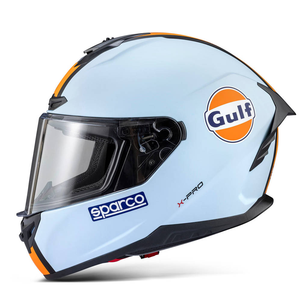 SPARCO 003378GUCE0XS Закритий шолом для автоспорту X-Pro ECE06 Gulf, Блакитний, Розмір XS Photo-1