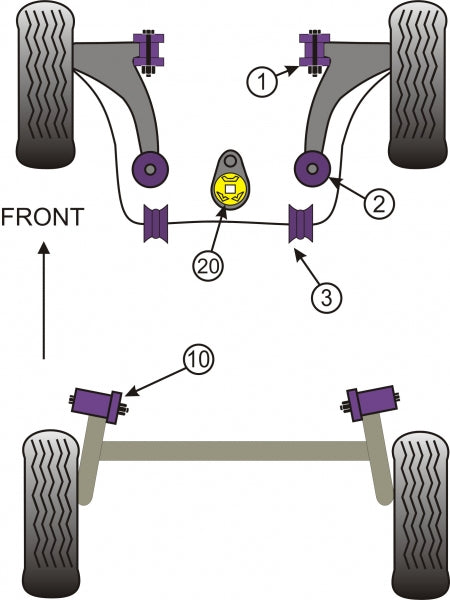 POWERFLEX PFR60 - 810 до-т втулок задньої балки для RENAULT CLIO 3 2005-2012 Photo-1