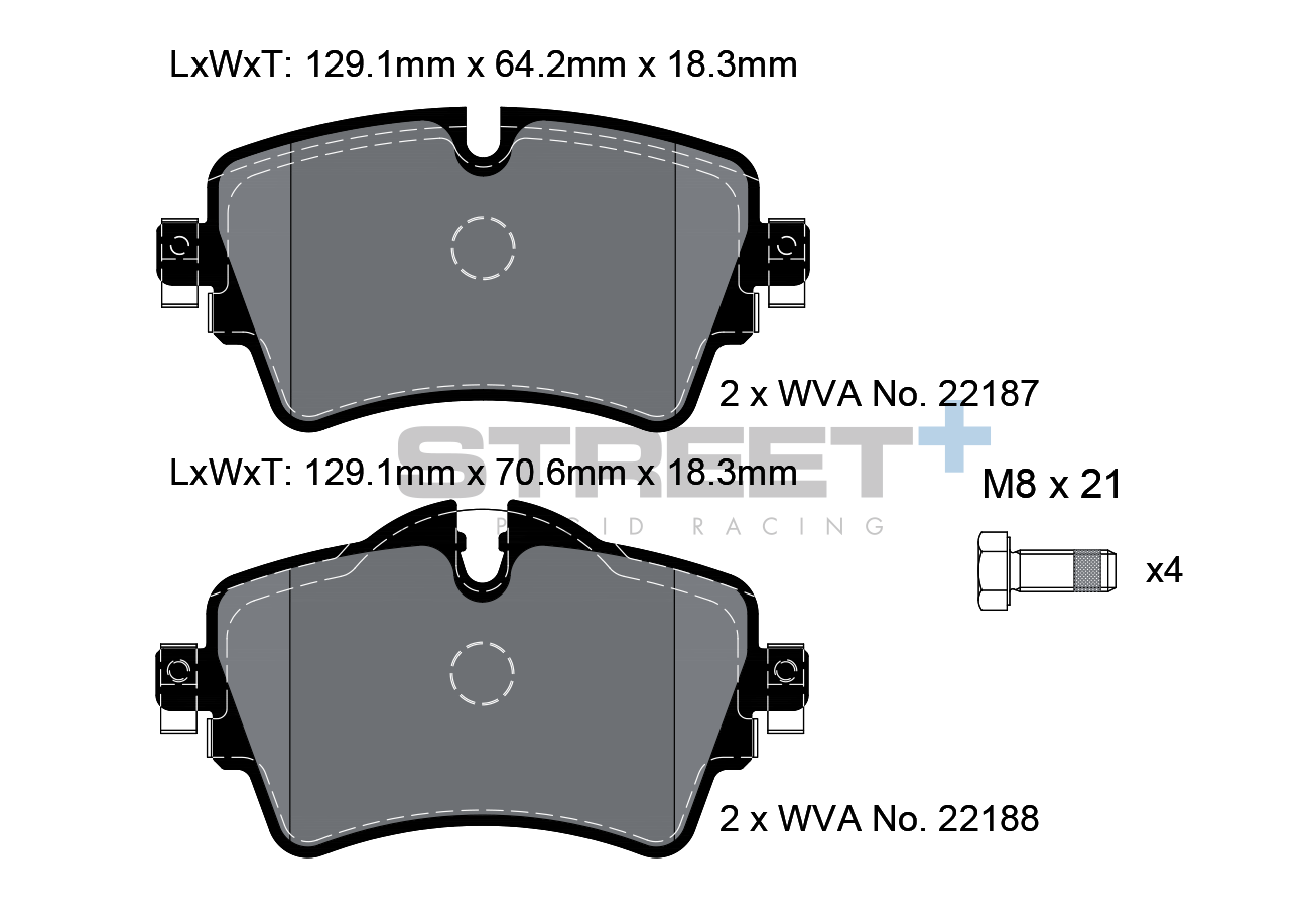 PAGID T8161SP2001 Гальмівні колодки передні STREET+ для BMW 1 (F52)/X2 (F39) / MINI (F5x) Photo-1 