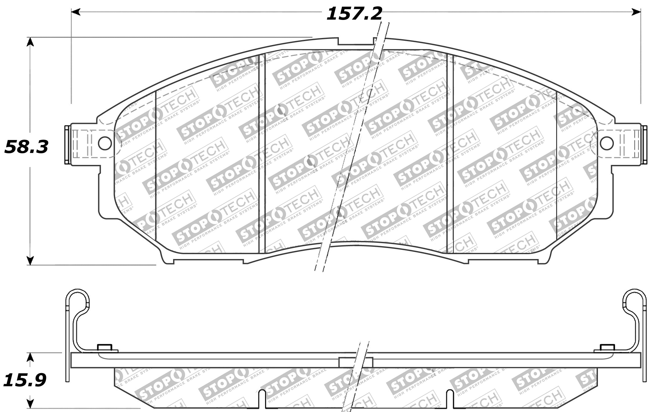 STOPTECH 309.08880 Гальмівні колодки передні Sport з пластинами і кріпленням для NISSAN 370Z / INFINITI EX37 2002-2019 Photo-0