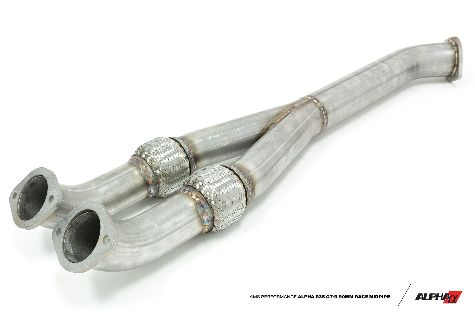 AMS ALP.07.05.0003-2 ALPHA GT-R 90mm Race midpipe/Y-Pipe non resonated 76mm exit Photo-0