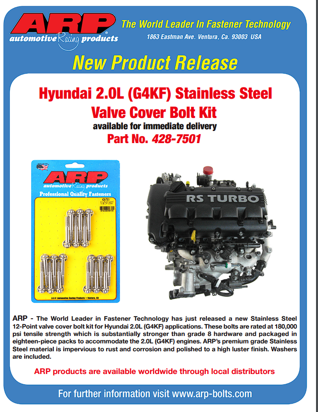 ARP 428-7501 Комплект болтів кришки клапана для Hyundai G4KF 2010+ Photo-1